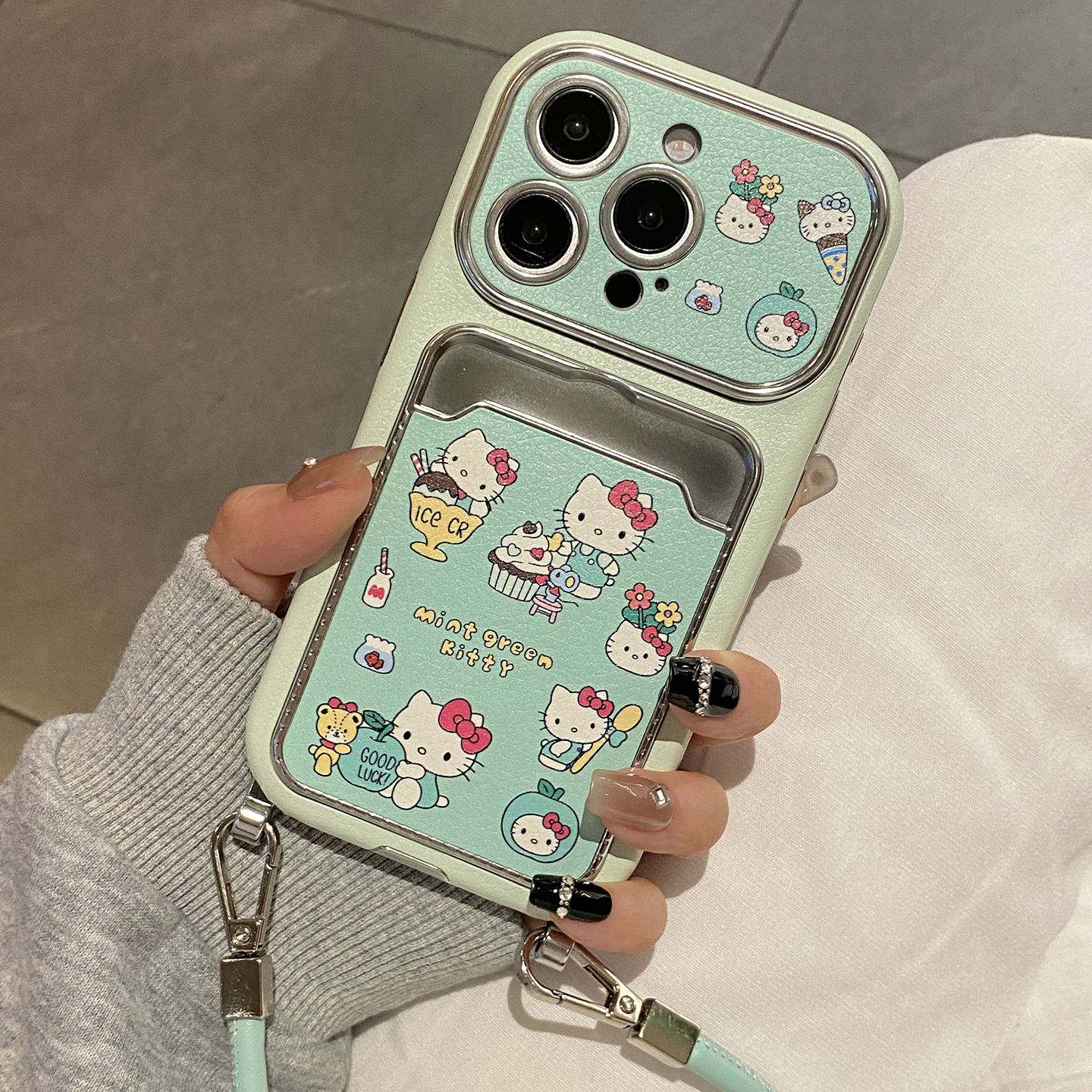 可爱卡通hellokitty大视窗适用于iphone16手机壳苹果15保护套14全包13新款17promax卡包16pro少女心max手机套