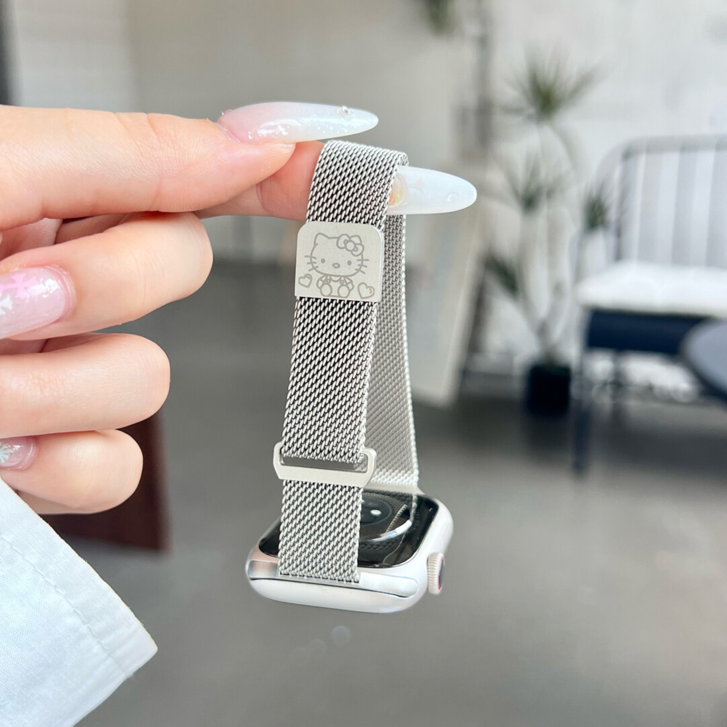 日韩少女爱心kt猫米兰金属适用苹果手表iwatch10表带applewatch9表带磁吸S10新款S9个性S8表带7超火6高级感女