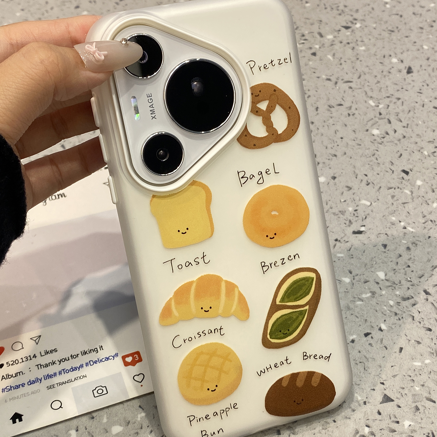 吐司面包插画适用pura70pro手机壳pura80pro+保护套p80p新款p70pro外壳mate60pro十mate70高级感男女防摔挂绳