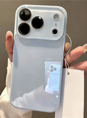 【每日新品】冰感玻璃壳淡蓝色适用苹果17promax手机壳iphone16pro保护套14高级感15pm简约13p网红12官11max