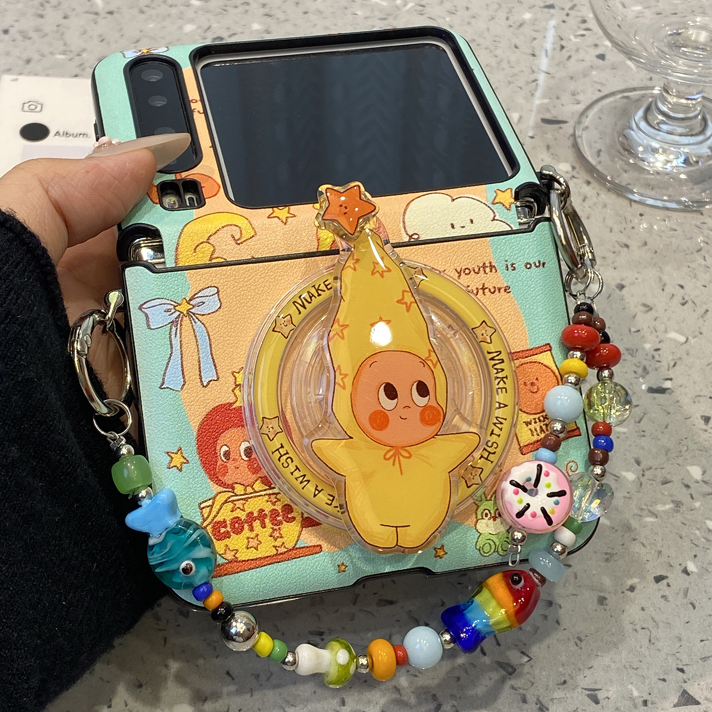 可爱卡通星星人适用华为purax折叠屏手机壳p50外壳Pocket2小米mixflip2女三星zflip7磁吸6支架5/pura/x典藏版