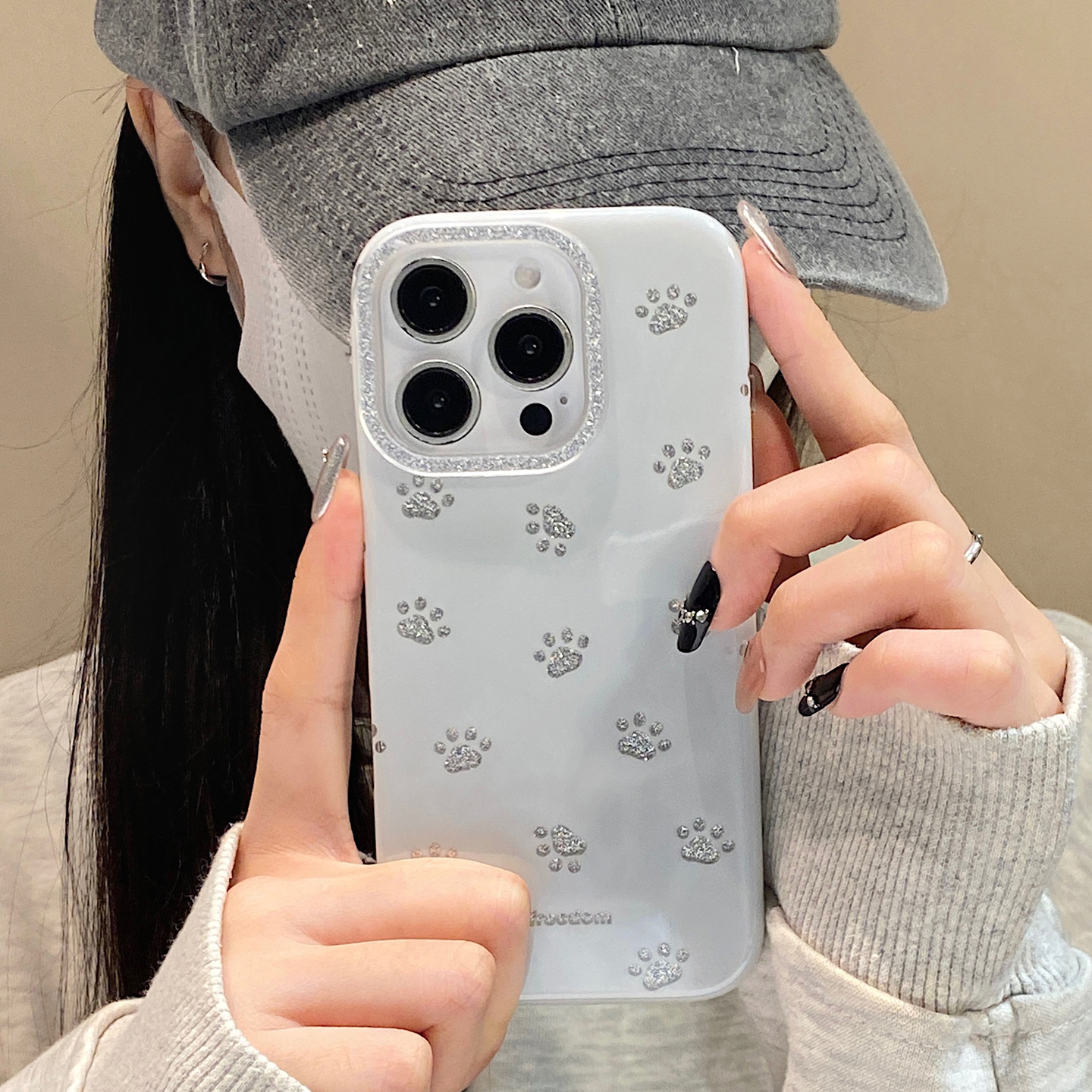 【每日新品】可爱闪粉镂空猫爪适用于iphone17pro手机壳苹果16保护套14防摔13全包新款15promax网红max手机套