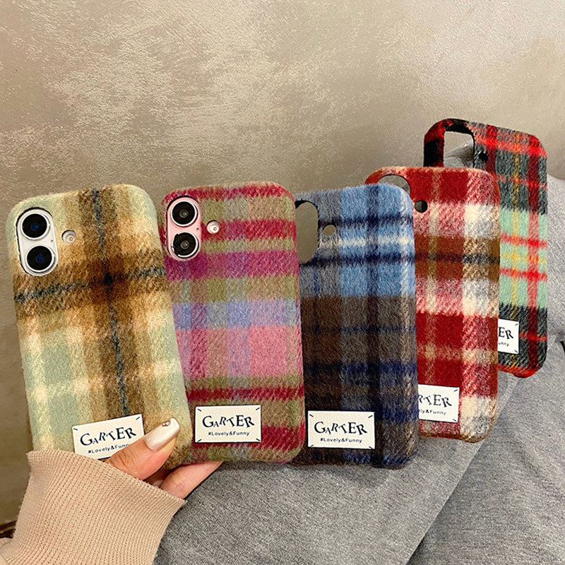 秋冬毛绒格纹适用于iphone16pro手机壳苹果15保护套14冬季13绒布12新款16promax女款max超好看外壳高级感小众,3C数码配件,手机保护套/壳,淘宝优惠券,粉丝福利购,淘宝优惠卷