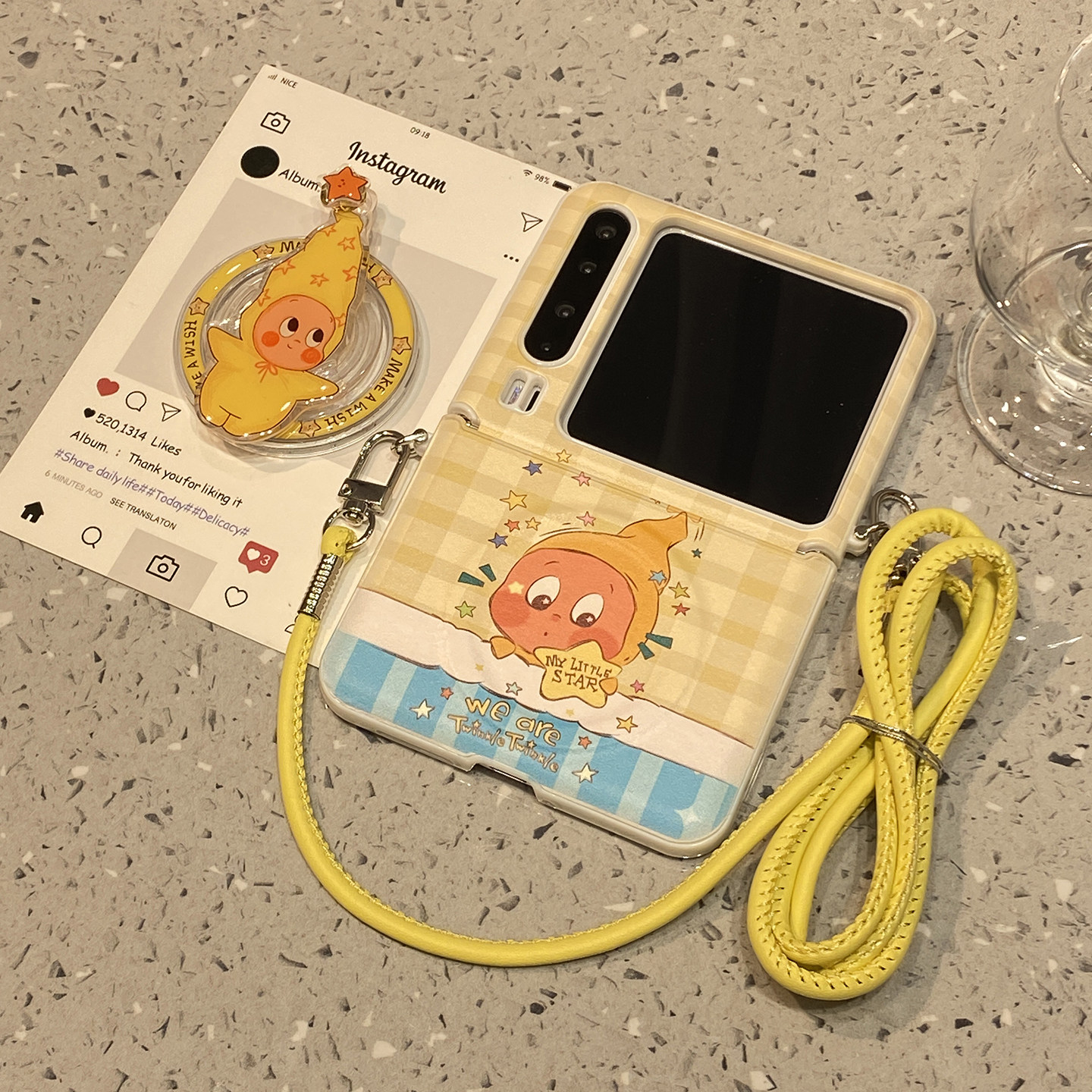 可爱卡通星星人适用华为purax折叠屏手机壳Pocket2小米mixflip2三星zflip7磁吸6支架5斜跨挂绳女pura/x典藏版