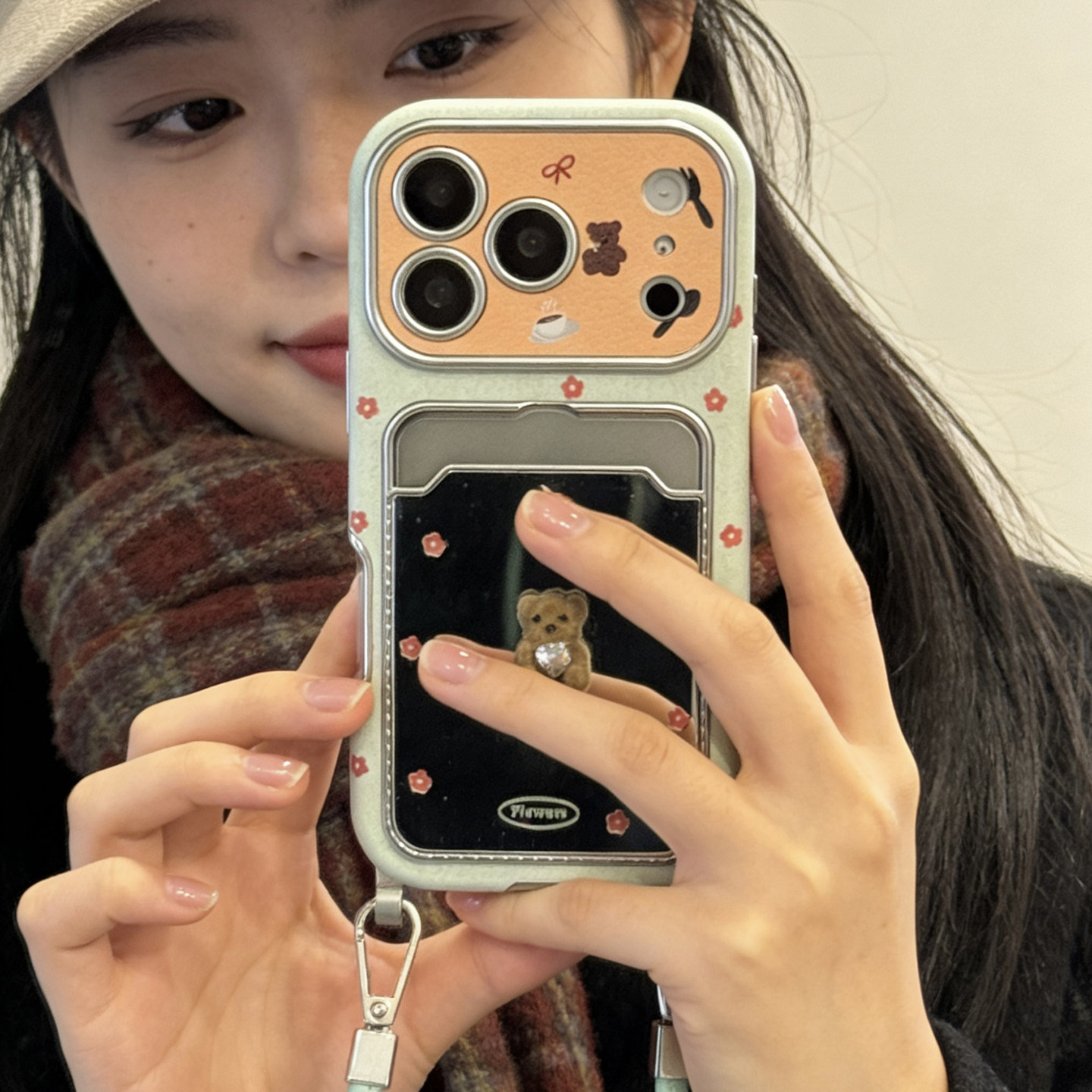 【每日新品】韩系花朵立体小熊镜面卡包适用于苹果17promax手机壳iphone14保护套新款16挂绳15pro女max手机套,3C数码配件,手机保护套/壳,淘宝优惠券,粉丝福利购,淘宝优惠卷