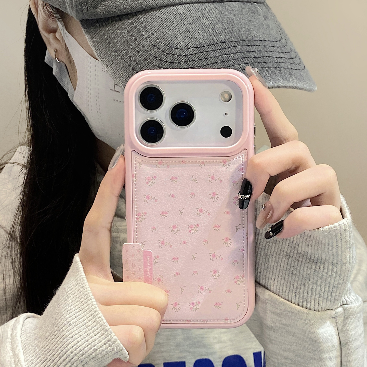 【每日新品】小清新粉色碎花适用于iphone15手机壳苹果17promax保护套14皮质13全包新款16pro少女心max手机套