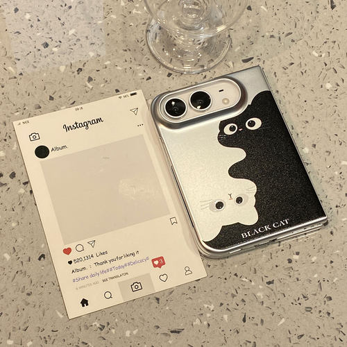 【每日新品】电镀银两只猫咪适用于苹果duo手机壳iPhone Duo折叠屏保护套苹果18dou超好看巨好看高级感官