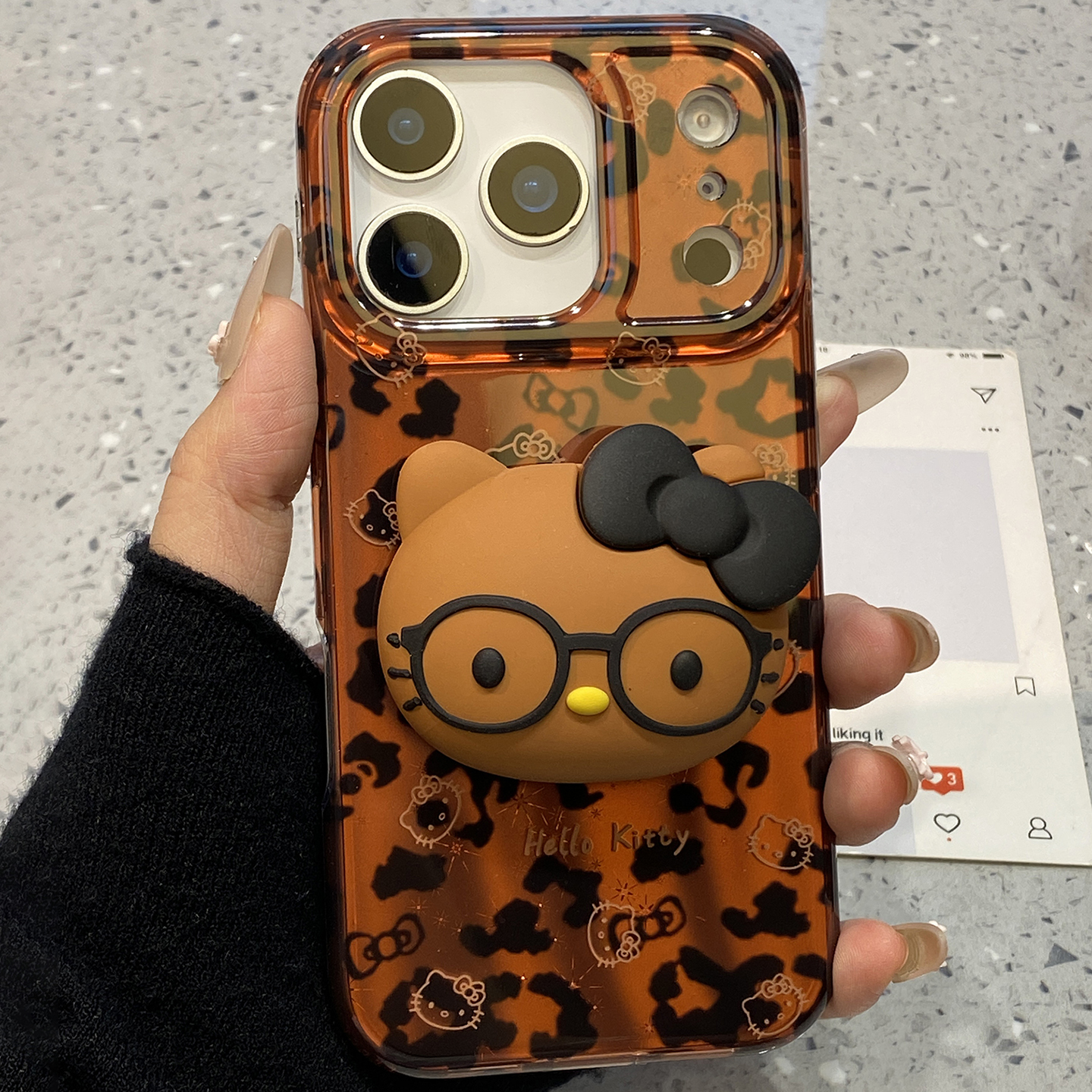 【每日新品】复古棕色豹纹kt猫适用于iphone17手机壳苹果15保护套14支架13新款17promax女16pro个性max手机套