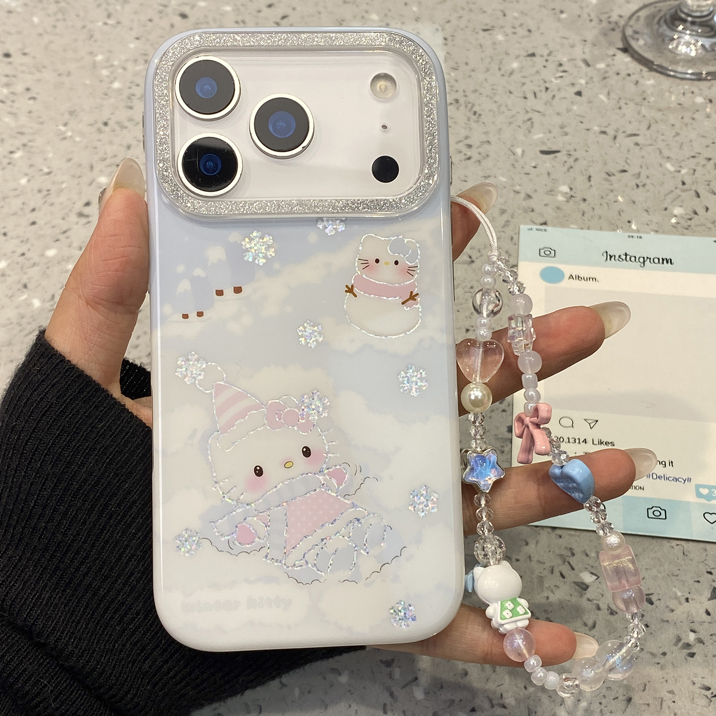 【每日新品】韩系ins可爱鎏金雪人KT猫适用于苹果17promax手机壳iphone16保护套14手链13新款15pro/max手机套