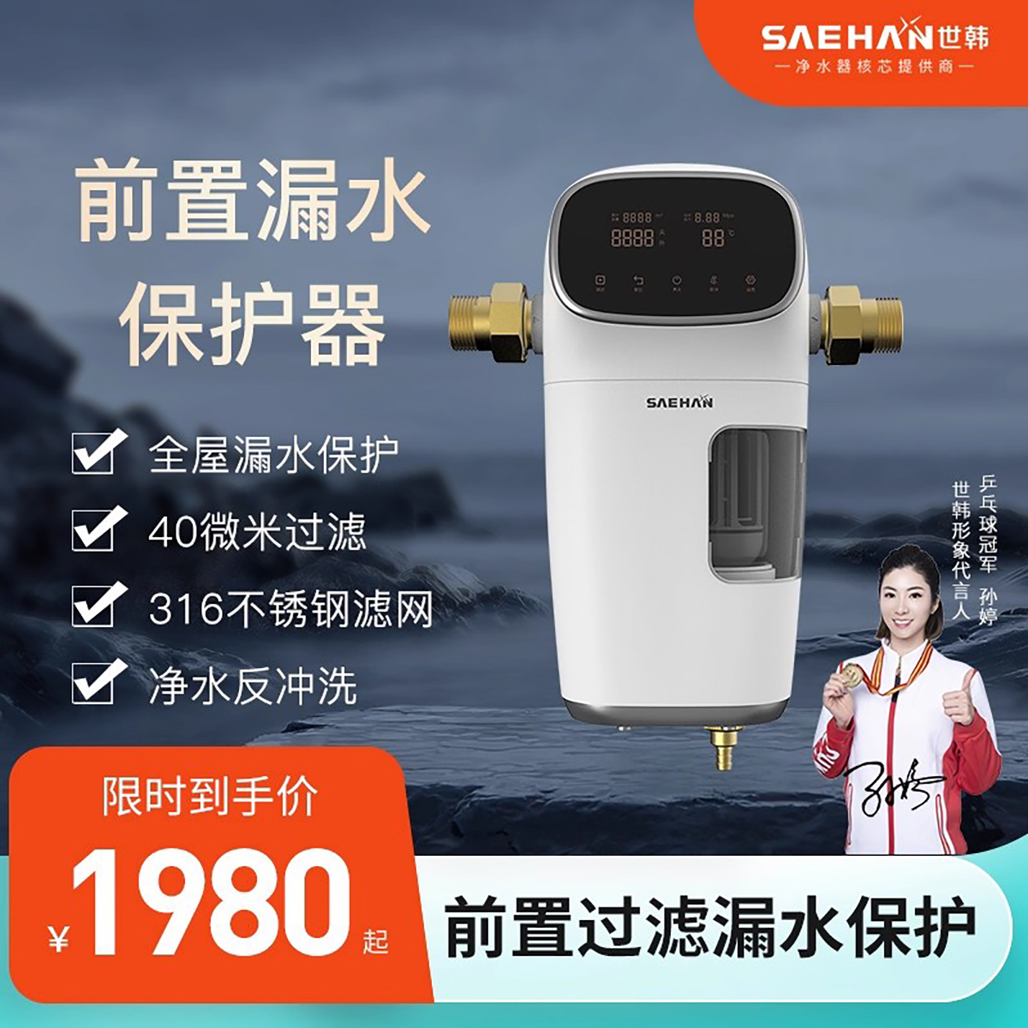 世韩前置过滤器别墅家用智能漏水保护全屋净化自动反冲洗中央净水