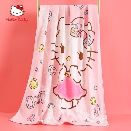HELLO KITTY公主浴巾少女纯棉超柔吸水儿童洗澡巾婴儿宝宝纱布被