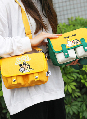 蜡笔小新正版授权儿童小孩学生女士帆布卡通单肩斜挎包包单个包邮