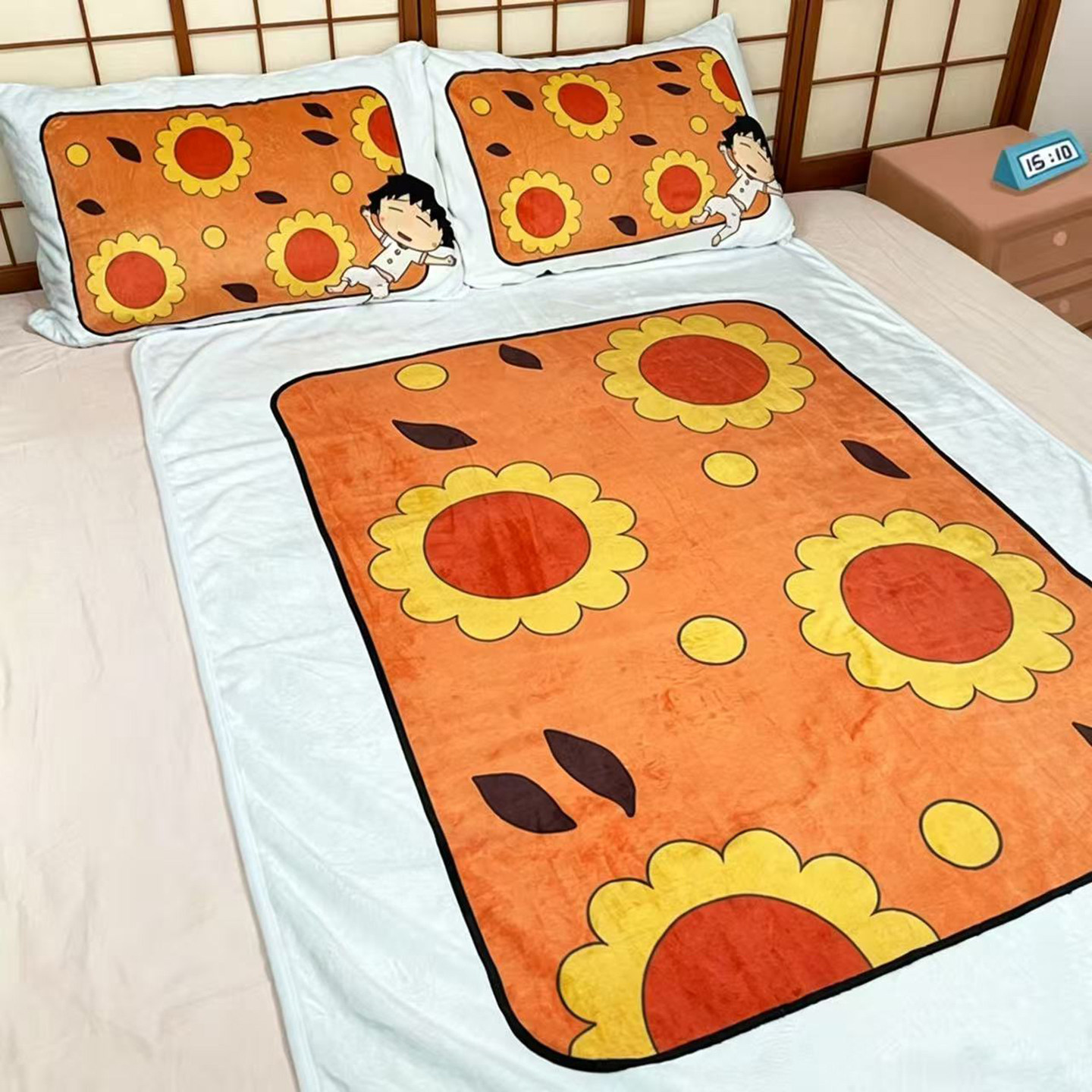 樱桃小丸子同款法兰绒毛毯被子儿童午睡沙发毯子办公空调被被套