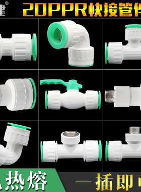 顶建ppr快速接头20 4分水管接头快插pe水管接头ppr水管配件免热熔