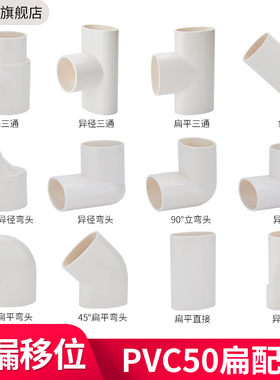 PVC扁管件 50 地漏移位器洗衣机下水移位 圆扁弯头椭圆管扁管配件