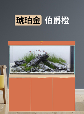 睿美鱼缸1号系列新款幽兰超白玻璃灰色大型底滤客厅水族箱