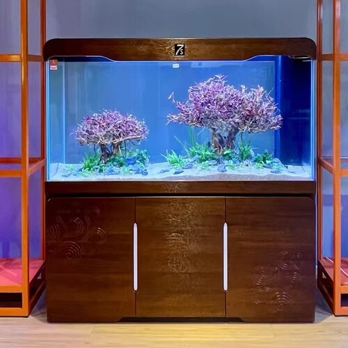 7s馨然实木鱼缸底柜落地式水族箱客厅