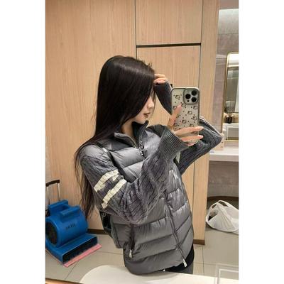 羽绒服女款冬季拼接毛衣网红高级灰棉衣超好看外套美式潮牌设计感