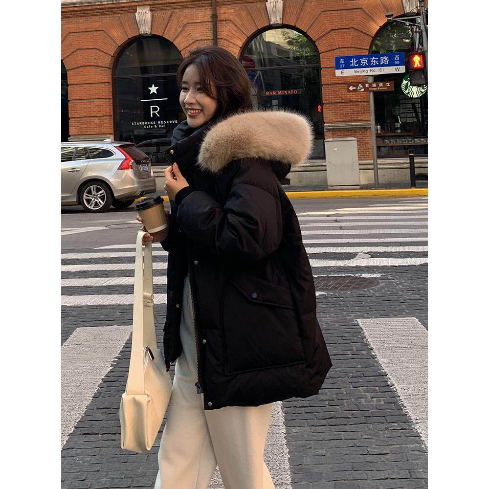 短款羽绒棉服女2024冬季新款小个子加厚连帽大毛领韩版休闲宽松型