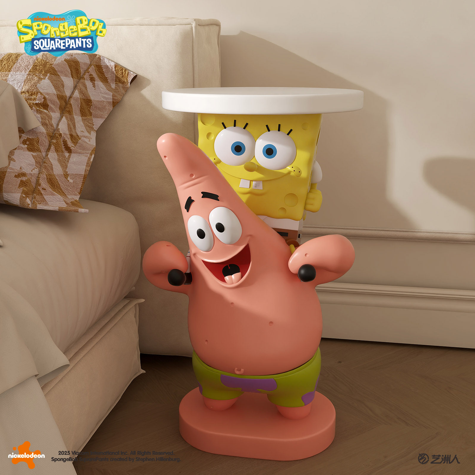 比奇堡海绵宝宝派大星客厅沙发电视柜旁边落地床头柜边几装饰摆件,家居饰品,装饰摆件,淘宝优惠券,粉丝福利购,淘宝优惠卷