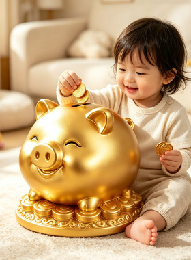高级感大容量招财金猪小猪存钱罐好运儿童零花钱收纳可存可取摆件