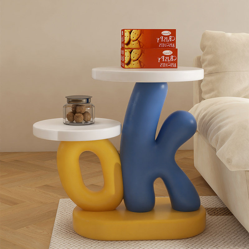 字母造型边几角几现代简约沙发边桌圆桌小茶几客厅置物架落地摆件