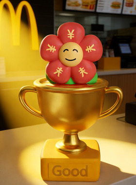 创意笑脸奖杯金色桌面摆件