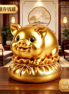 高级感招财小金猪福袋储蓄罐大容量儿童床头柜可存可取存钱罐摆件