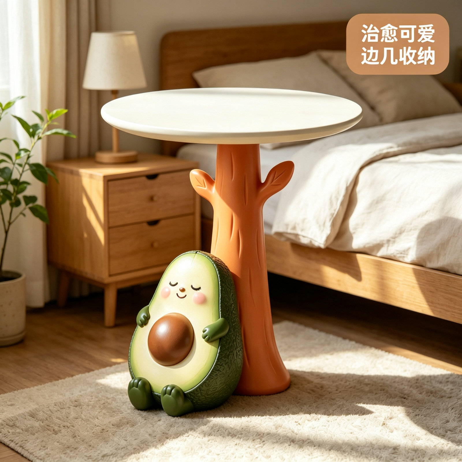 卡通牛油果移动床头柜替代品