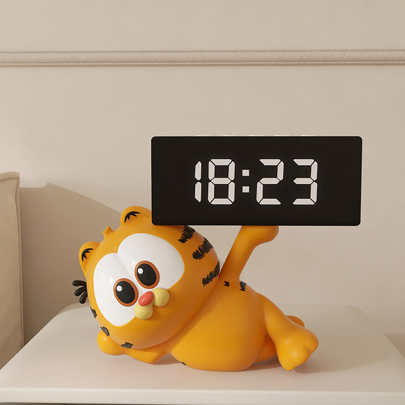 创意加菲猫周边客厅数字电子显示时钟闹钟桌面学习专用摆台式摆件