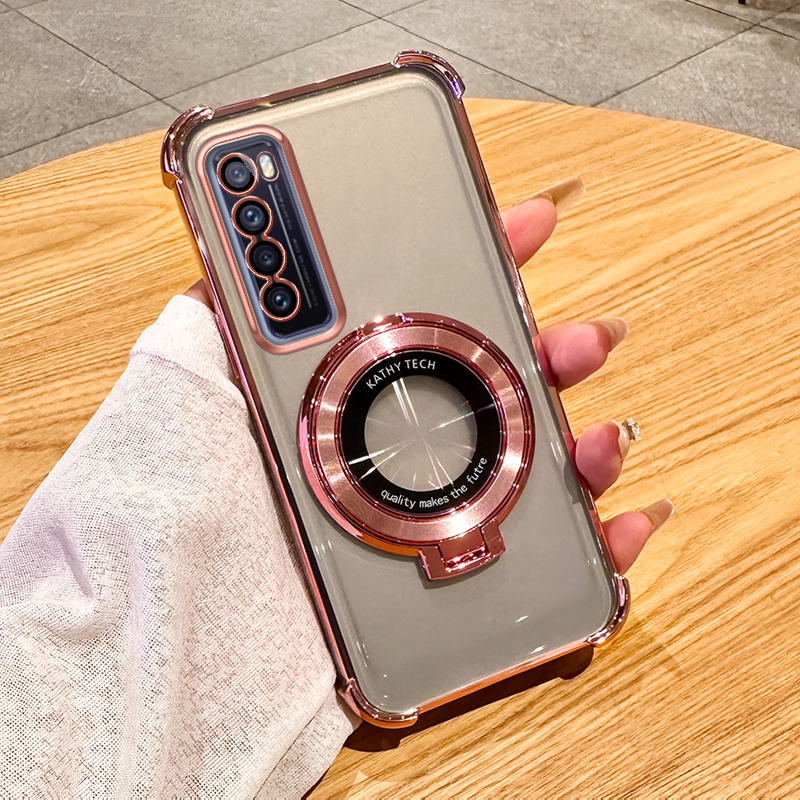 华为nova7手机壳新款气囊防摔nova7pro高级感透明保护套nova7se车载磁吸支架时尚电镀个性创意潮镜头全适用于