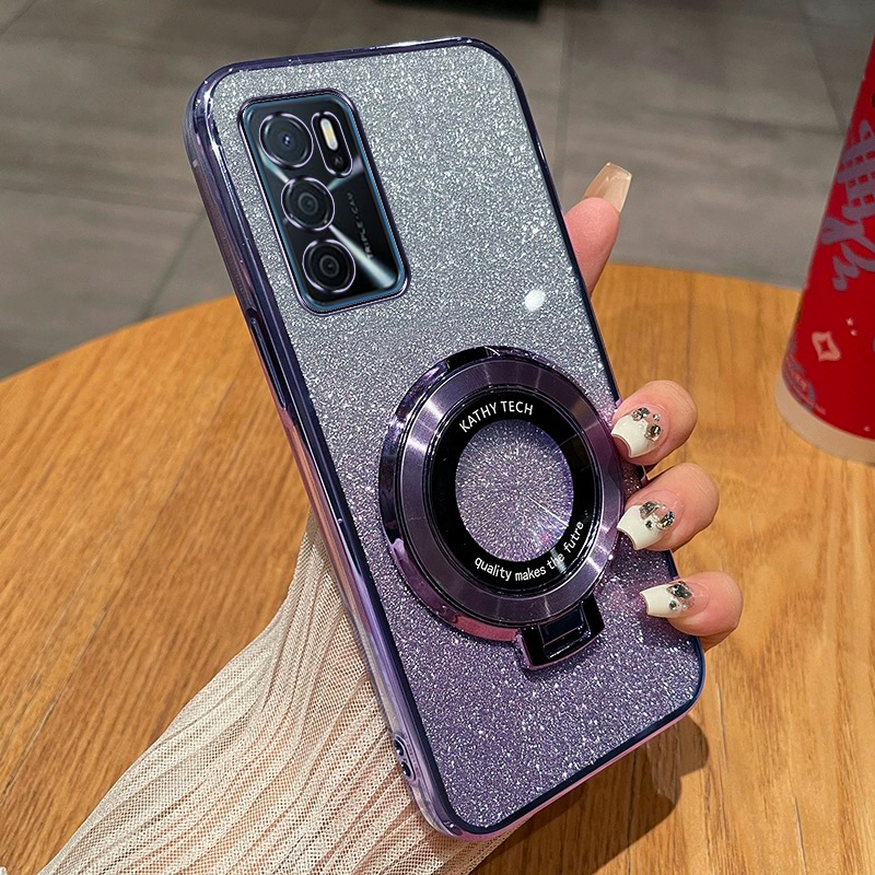 OPPOA53S手机壳高级感时尚渐变闪粉软壳5GOPPOA54s新款创意磁吸支架超薄壳奢华4g简约小众防摔全包保护适用于