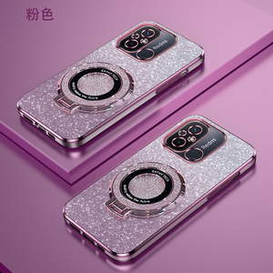 红米12C渐变闪粉手机壳高端时尚redmi12高级感潮牌新款创意红米12C磁吸支架超薄软壳简约电镀防摔保护适用于