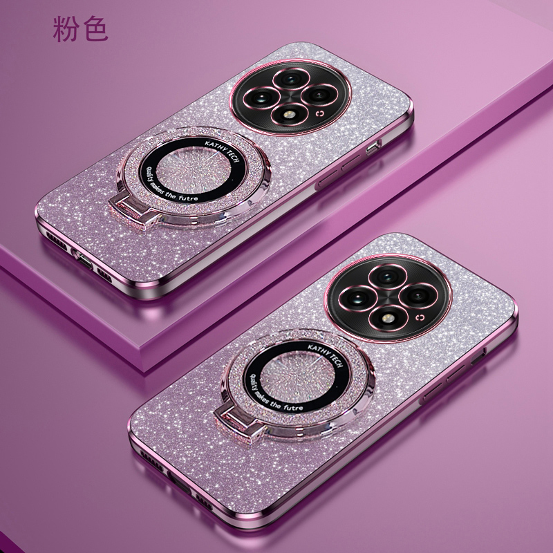 一加13手机壳渐变闪粉高端时尚软壳oneplus13新款磁吸支架创意超薄简约透明防摔奢华卡纸个性保护套全适用于