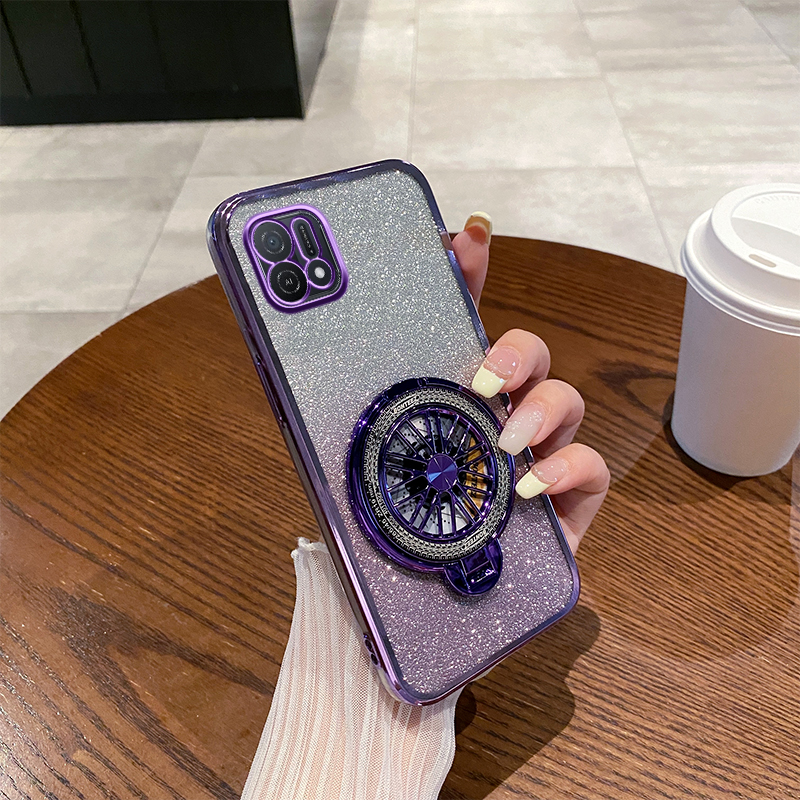 oppoA16K手机壳新款陀螺支架A16K旋转解压创意渐变闪粉透明保护套oppo磁吸充电高级感个性超薄防摔潮男适用于