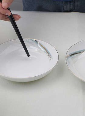 敏杨 骨瓷新中式梦飞扬新款盘家用碗碟套装乔迁餐具轻奢面碗汤碗