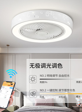 吸顶风扇灯2025新款家用吊扇灯智能卧室书房餐厅变频静音带风罩灯