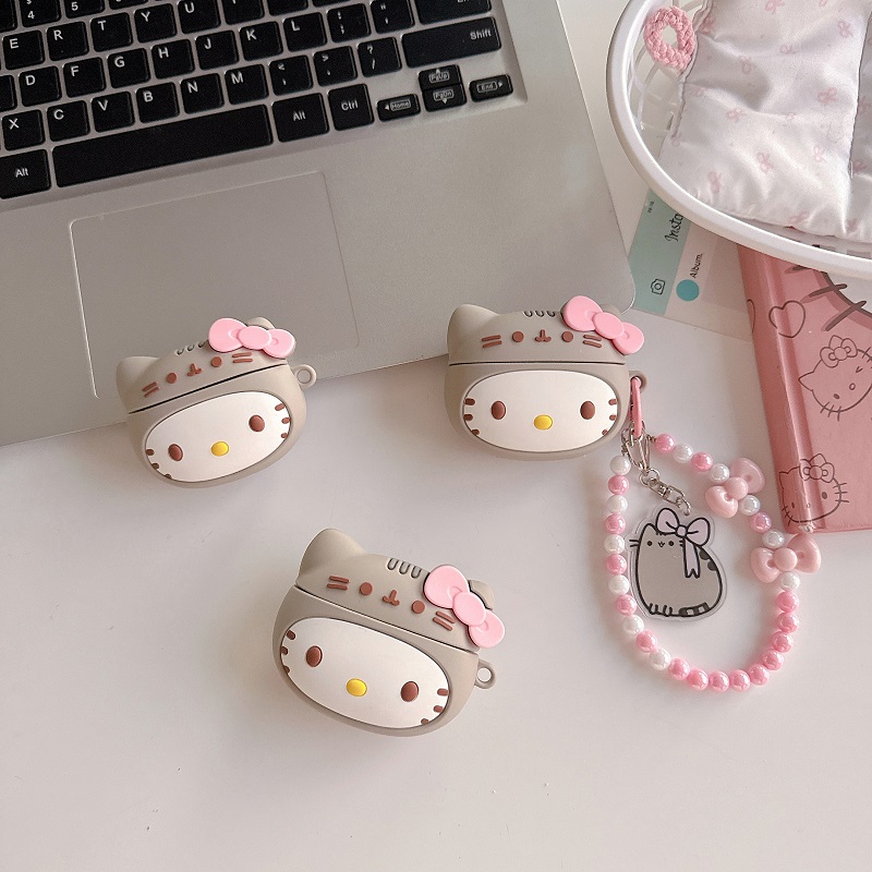 卡通胖吉猫Kitty苹果硅胶耳机套