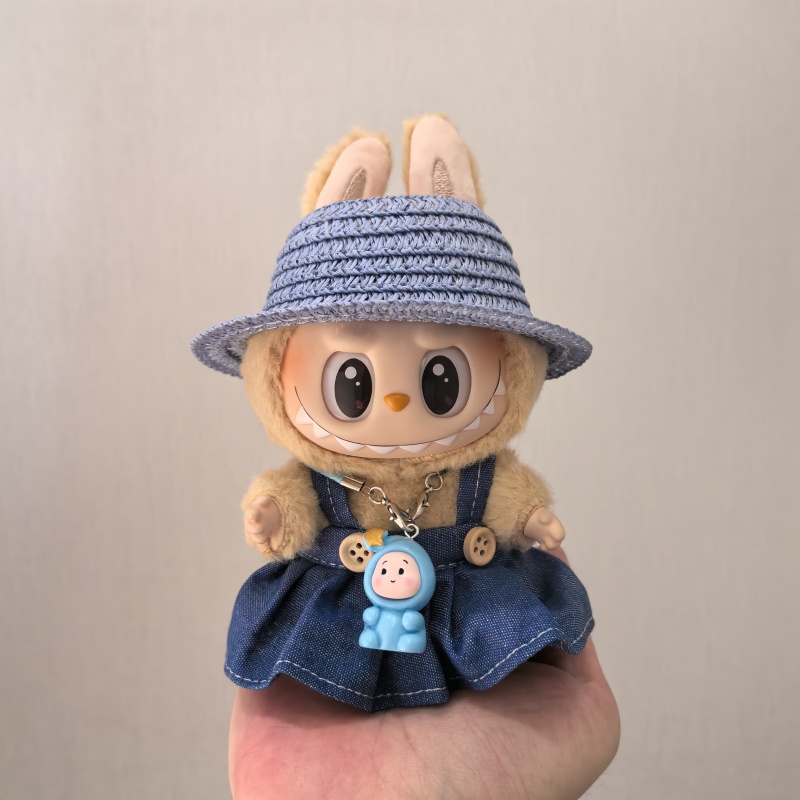 草帽牛仔连衣裙拉布布123代娃衣