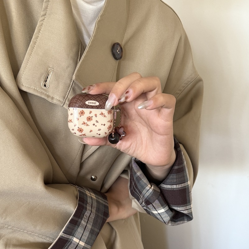 韩系棕色碎花苹果耳机套