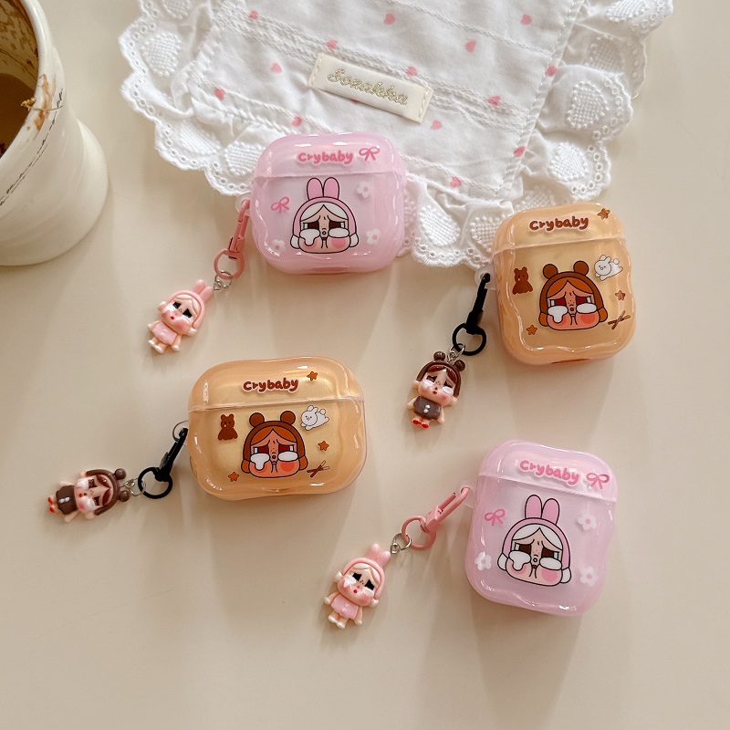卡通花朵哭娃苹果飘柔3代耳机套