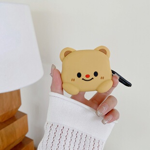 卡通黄油小熊适用三星Galaxy buds2pro蓝牙无线耳机壳Budslive保护套buds3fe硅胶软壳华夫饼干buds3pro耳机套