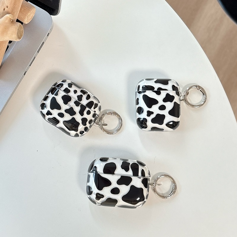 ins风简约奶牛纹苹果透色耳机套