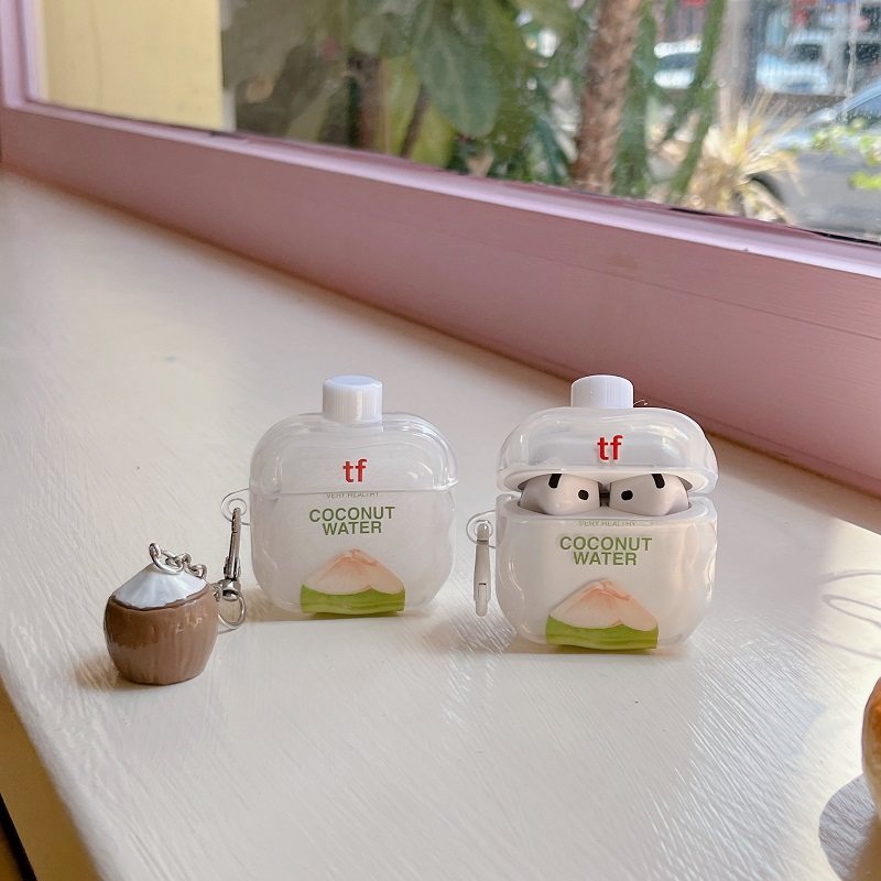 夏日椰子水适用AirPods Pro二代苹果4代蓝牙无线airpods1/2代耳机壳透明三四代保护套分体一代耳机套3代创意,3C数码配件,耳机保护套,淘宝优惠券,粉丝福利购,淘宝优惠卷
