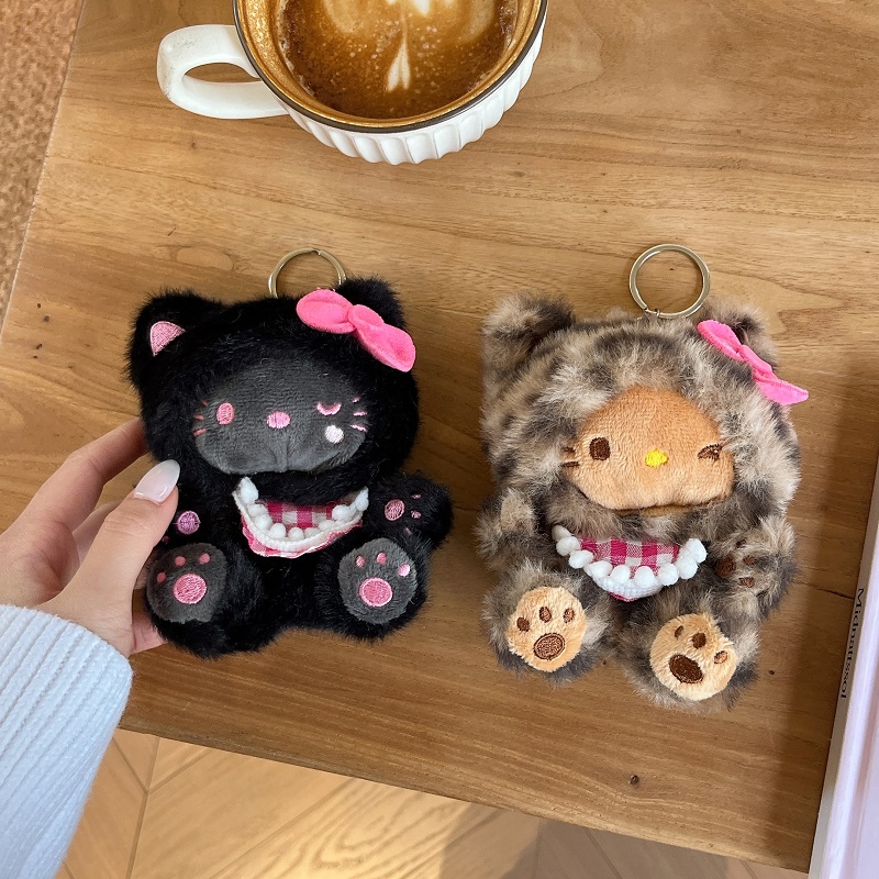 毛绒黑皮豹纹KT苹果耳机套秋冬款