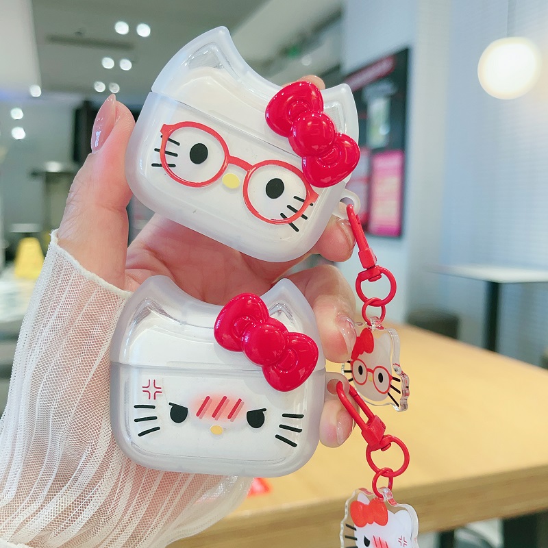 红色蝴蝶结KT猫苹果pro3耳机套