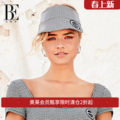 BE范德安时尚 温泉度假 系列遮阳帽女黑白千鸟格复古经典