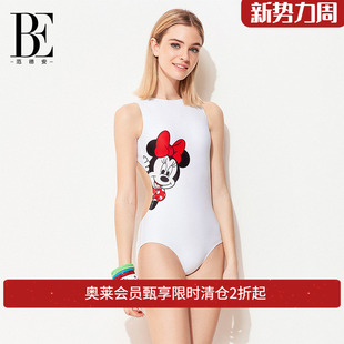 BE范德安连体三角泳衣女白红色卡通可爱性感莱卡面料露背时尚 泳衣
