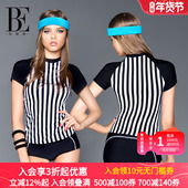 复古条纹显瘦学生度假度假泳装 BE范德安分体泳衣女 ins保守遮肚