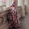 S.FLAVOR Bohemian printing long dress O-neck three quarter s